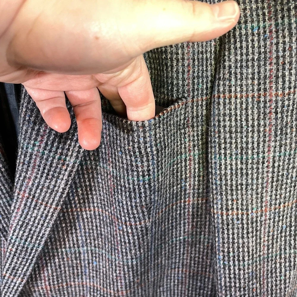 Hunter‎ Haig Blazer Coat Men's Multicolor Button Up Long Sleeve 100%Pure Wool